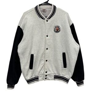 Vintage Fruit of the Loom D.A.R.E. Varsity Jacket Mens XL Grey Black Supercotton